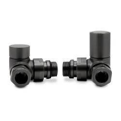 Brushed Gunmetal Radiator Valves Corner
