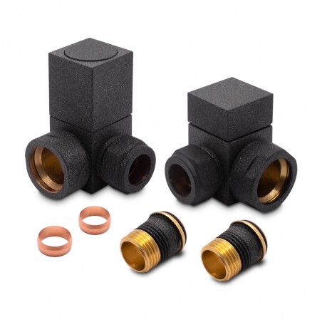Mineral Grey Square Radiator Valves Corner
