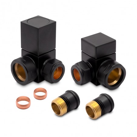 Black Square Radiator Valves Corner