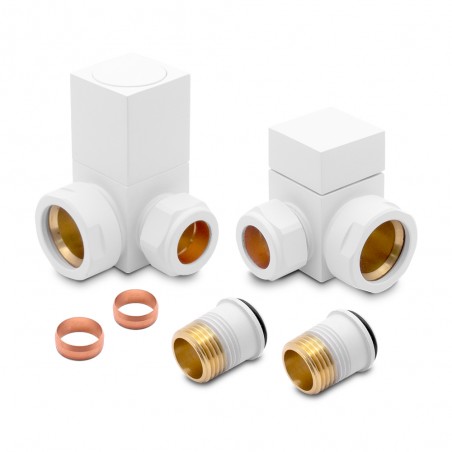 Matt White Square Radiator Valves Corner