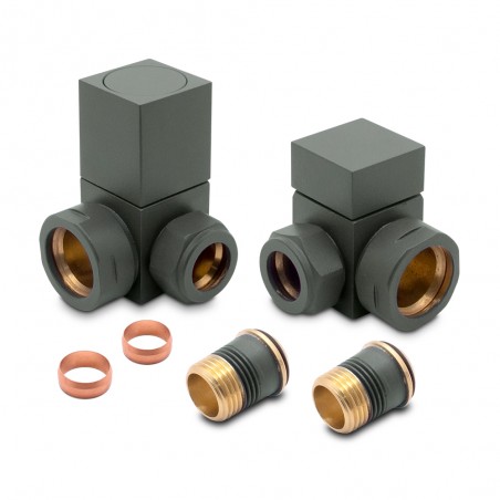 Basalt Grey Square Radiator Valves Corner