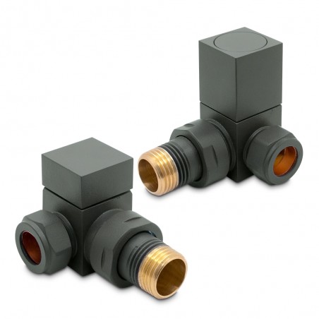 Basalt Grey Square Radiator Valves Corner