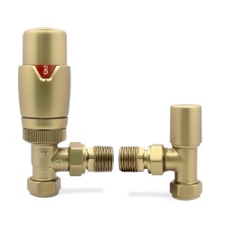 Brushed Brass Thermostatic Radiator Valves Angled