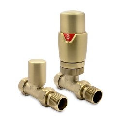 Brushed Brass Thermostatic Radiator Valves Straight