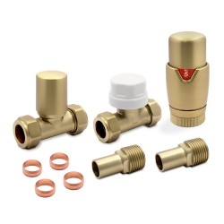 Brushed Brass Thermostatic Radiator Valves Straight - Components