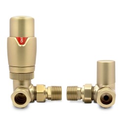 Brushed Brass Thermostatic Radiator Valves Corner