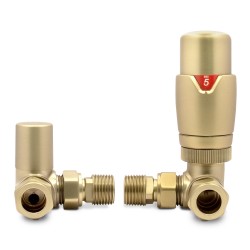 Brushed Brass Thermostatic Radiator Valves Corner