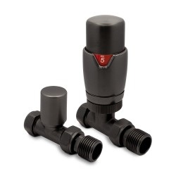 Brushed Gunmetal Thermostatic Radiator Valves Straight