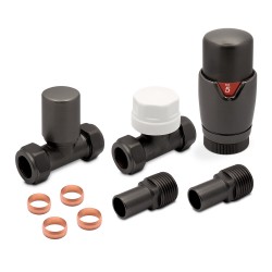 Brushed Gunmetal Thermostatic Radiator Valves Straight - Components