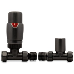 Brushed Gunmetal Thermostatic Radiator Valves Straight