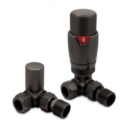 Brushed Gunmetal Thermostatic Radiator Valves Corner