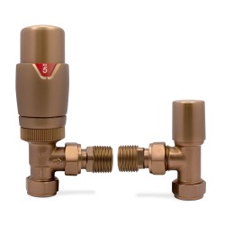 Brushed Bronze Thermostatic Radiator Valves Angled