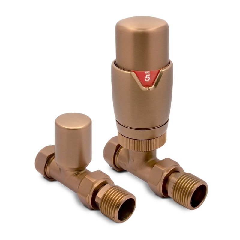 Brushed Bronze Thermostatic Radiator Valves Straight Brushed Bronze Thermostatic Radiator Valves Straight