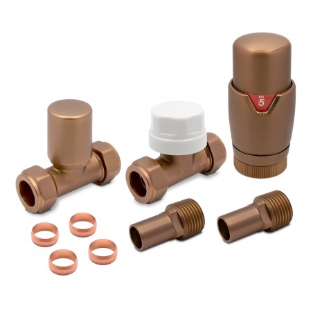 Brushed Bronze Thermostatic Radiator Valves Straight