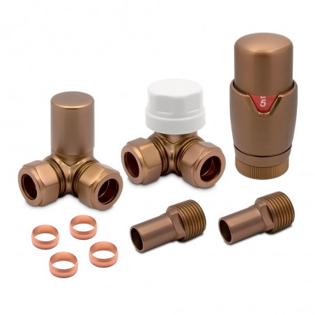 Brushed Bronze Thermostatic Radiator Valves Corner