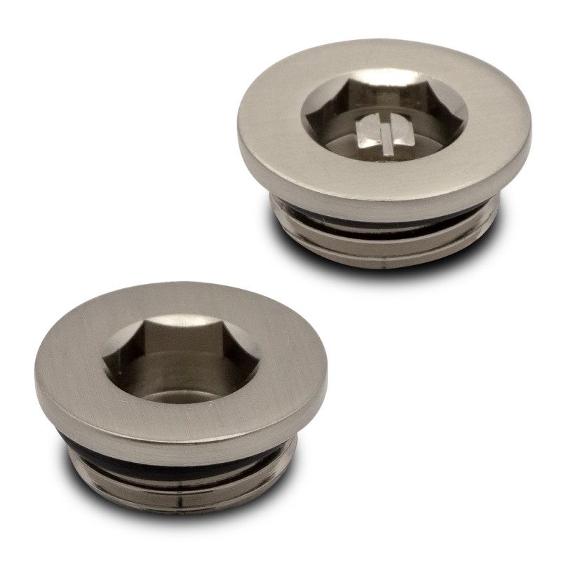 Brushed Nickel Bleed Valve and Blanking Plug Set (for Radiators or Towel Rails) Brushed Nickel Bleed Valve and Blanking Plug Set (for Radiators or Towel Rails)