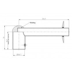 Matt White Element Cover for Towel Rail Element - Technical Drawing