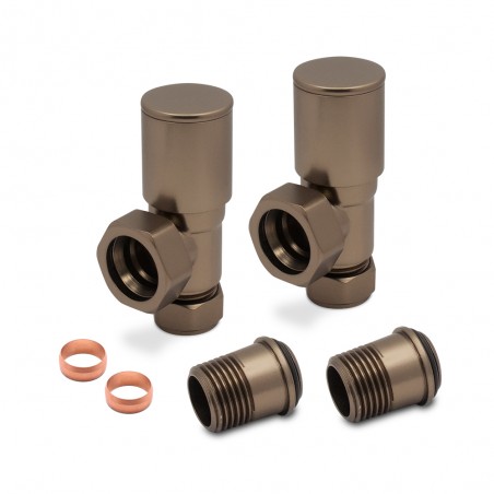 Brushed Bronze Radiator Valves Angled