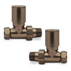 Brushed Bronze Radiator Valves Straight - Front On