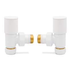 White Radiator Valves Angled - Front On