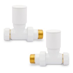White Radiator Valves Straight - Front On
