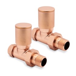 Straight Brushed Copper Radiator Valves