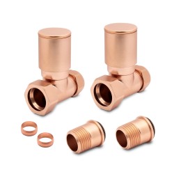 Straight Brushed Copper Radiator Valves - Components