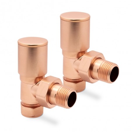 Angled Brushed Copper Radiator Valves