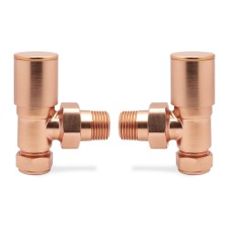 Angled Brushed Copper Radiator Valves