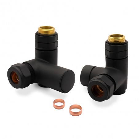 Black Dual Fuel Radiator Valves Set