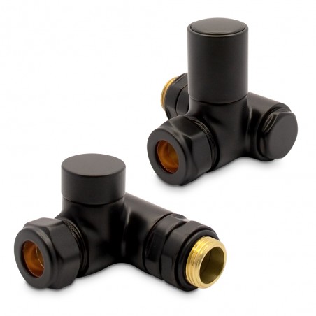 Black Dual Fuel Radiator Valves Set