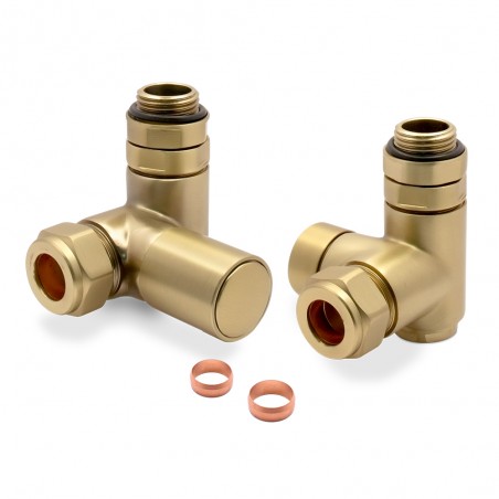 Brushed Brass Dual Fuel Radiator Valves Set