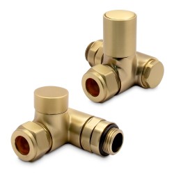 Brushed Brass Dual Fuel Radiator Valves Set