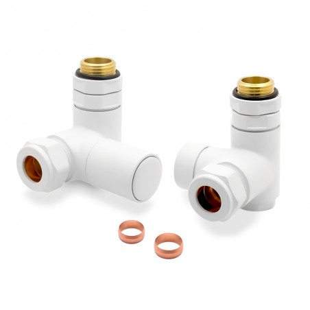 Matt White Dual Fuel Radiator Valves Set