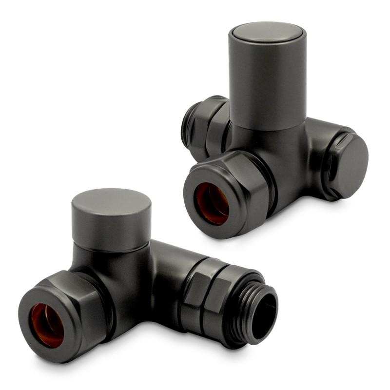 Brushed Gunmetal Dual Fuel Radiator Valves Set Brushed Gunmetal Dual Fuel Radiator Valves Set