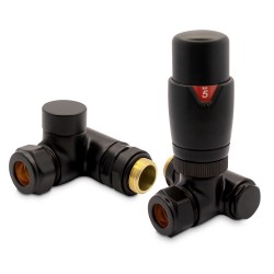 Black Dual Thermostatic Fuel Radiator Valves Set