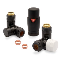 Black Dual Thermostatic Fuel Radiator Valves Set