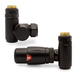 Black Dual Thermostatic Fuel Radiator Valves Set
