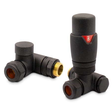 Mineral Grey Thermostatic Dual Fuel Radiator Valves Set