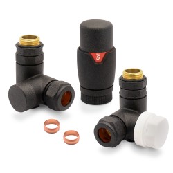 Mineral Grey Thermostatic Dual Fuel Radiator Valves Set