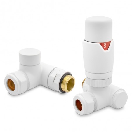 Matt White Thermostatic Dual Fuel Radiator Valves Set