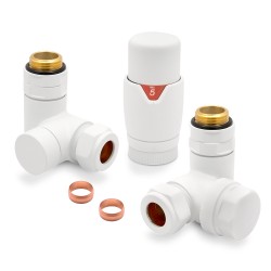 Matt White Thermostatic Dual Fuel Radiator Valves Set