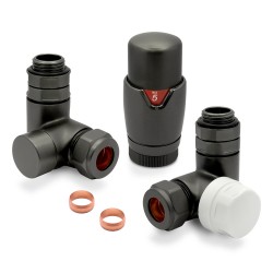 Brushed Gunmetal Thermostatic Dual Fuel Radiator Valves Set