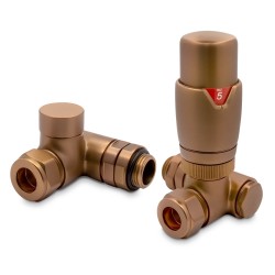 Brushed Bronze Thermostatic Dual Fuel Radiator Valves Set