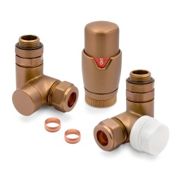 Brushed Bronze Thermostatic Dual Fuel Radiator Valves Set