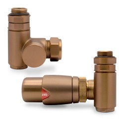 Brushed Bronze Thermostatic Dual Fuel Radiator Valves Set
