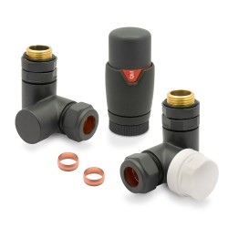 Basalt Grey Thermostatic Dual Fuel Radiator Valves Set