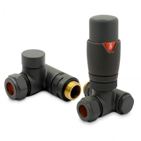Basalt Grey Thermostatic Dual Fuel Radiator Valves Set