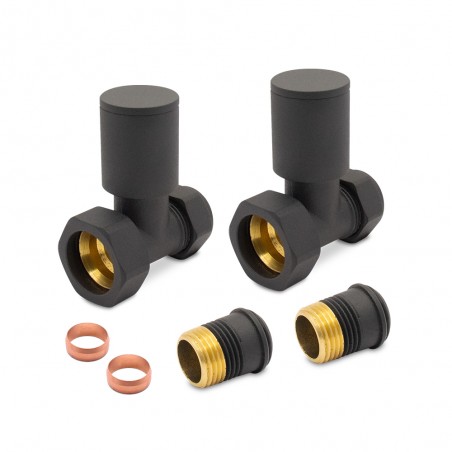 Mineral Grey Radiator Valves Straight