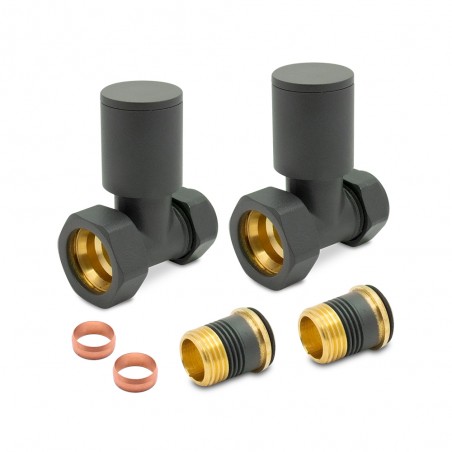 Basalt Grey Radiator Valves Straight